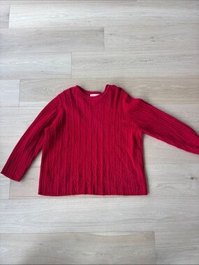 Vintage Carolyn Taylor Vibrant Red Cable-Knit Pullover